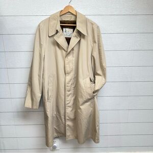London Fog Vintage 70s Men's Trench Coat Shearling Lined Beige 40R Weathercoat